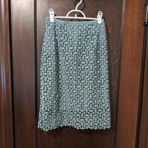 Blue-green Pencil Skirt with Overlay